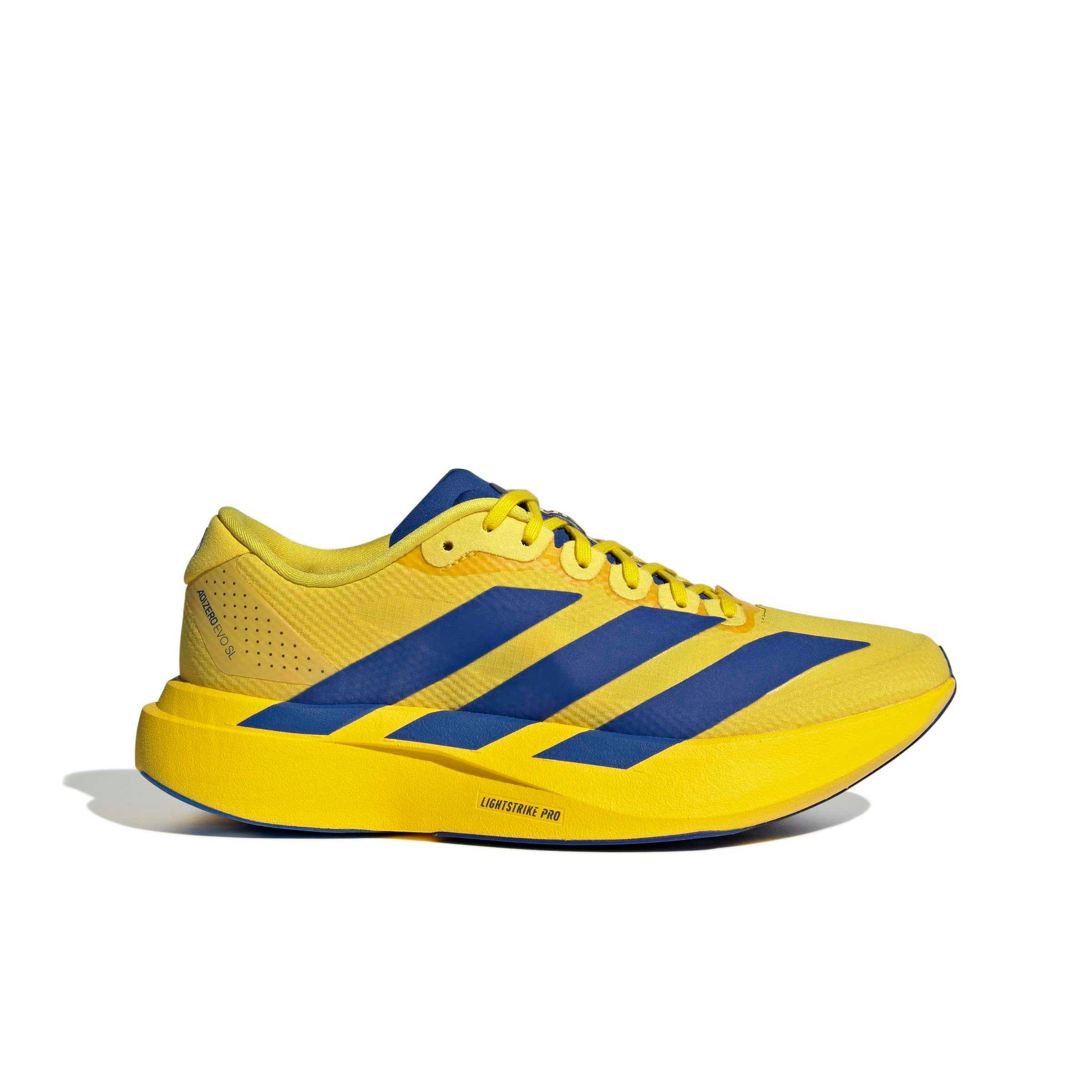 adidas Adizero EVO SL "Yellow/Team Royal Blue/Iron Metallic" Women's Running Shoe - YELLOW/ROYAL/IRON